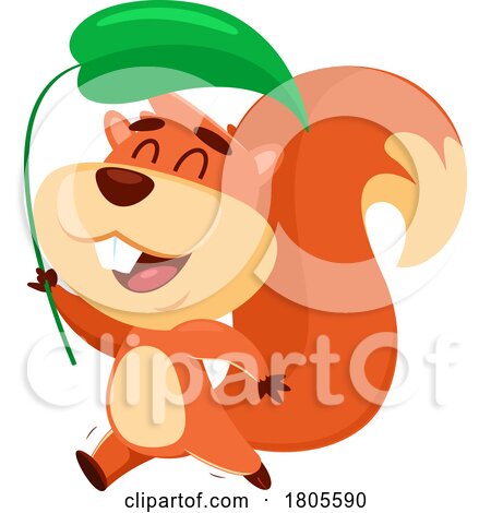 Cartoon Squirrel with a Leaf by Hit Toon