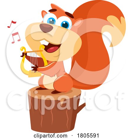 Cartoon Squirrel Playing a Lyre by Hit Toon