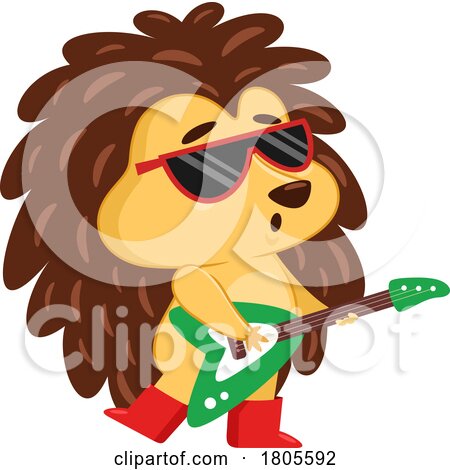 Cartoon Hedgehog Playing a Guitar by Hit Toon