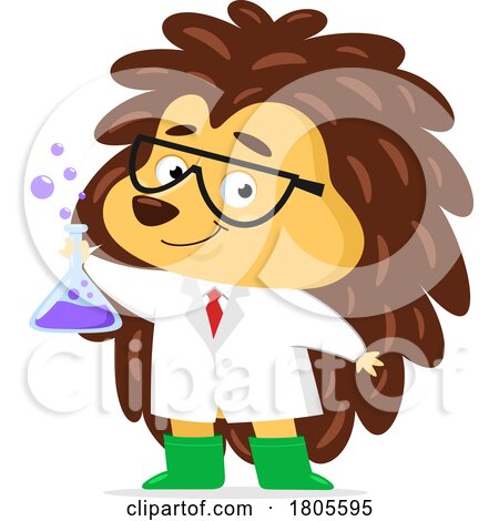 Cartoon Hedgehog Scientist by Hit Toon