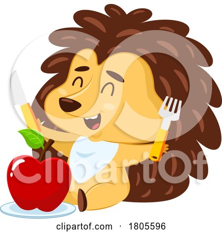 Cartoon Hedgehog Ready to Eat an Apple by Hit Toon