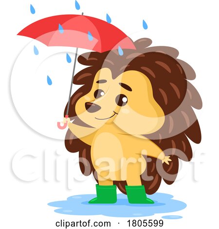 Cartoon Hedgehog in the Rain by Hit Toon