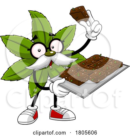 Cartoon Pot Leaf Mascot with Brownies by Hit Toon