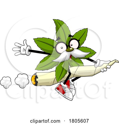 Cartoon Pot Leaf Mascot Riding a Doobie by Hit Toon