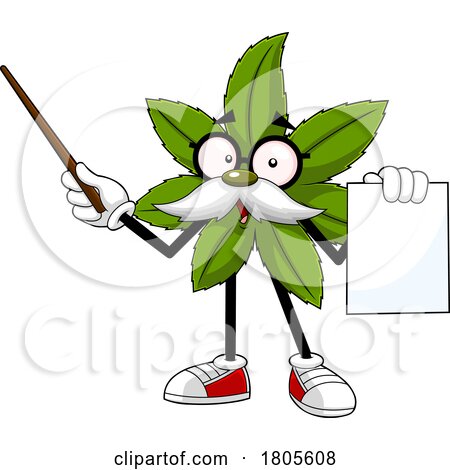 Cartoon Pot Leaf Mascot Professor by Hit Toon