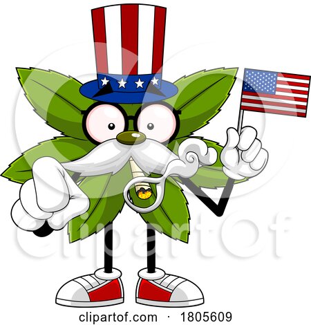 Cartoon Pot Leaf Mascot Uncle Sam by Hit Toon