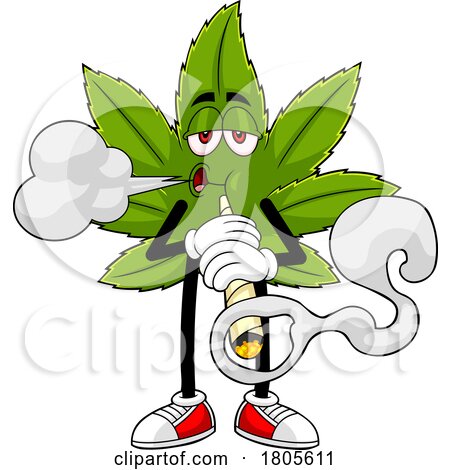 Cartoon Pot Leaf Mascot Smoking a Doobie by Hit Toon