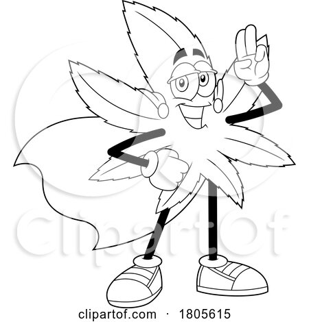 Cartoon Black and White Pot Leaf Mascot Super Hero by Hit Toon