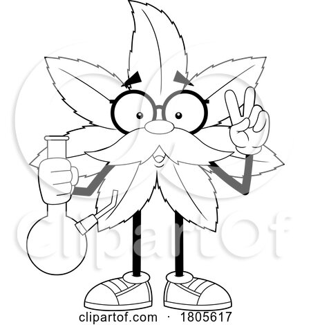Cartoon Black and White Pot Leaf Mascot with a Bong by Hit Toon