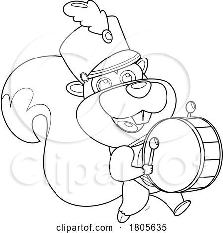 Cartoon Black and White Squirrel Marching Band Drummer by Hit Toon