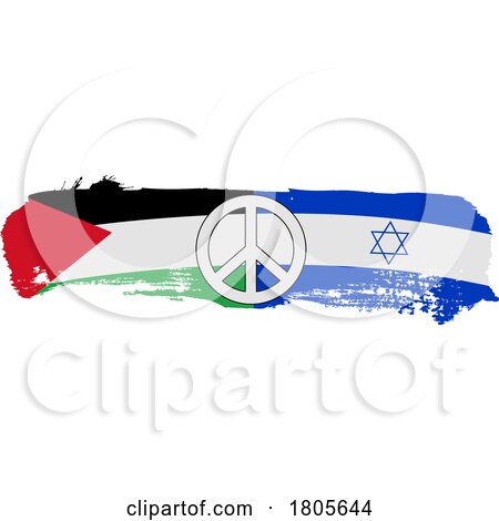 Brush Flag of Israel and Palestine with Peace Symbol by Domenico Condello