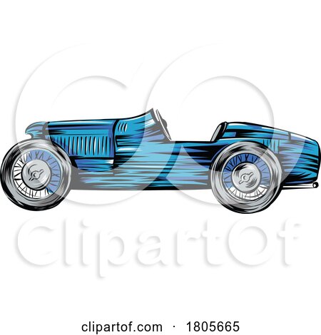 Clipart Vintage Blue Racing Car by Domenico Condello