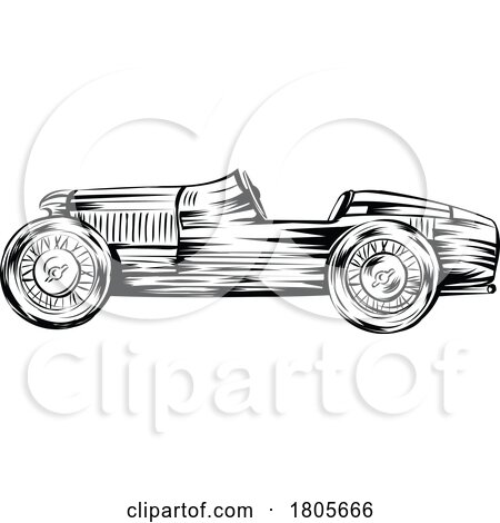 Clipart Vintage Black and White Racing Car by Domenico Condello