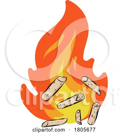 Cartoon Wood Pellets and Fire by Domenico Condello