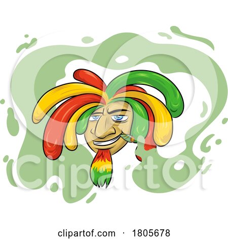 Rastafarian Jamaican Man Smoking a Joint by Domenico Condello