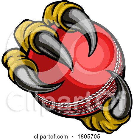 Cricket Ball Eagle Claw Cartoon Monster Hand by AtStockIllustration