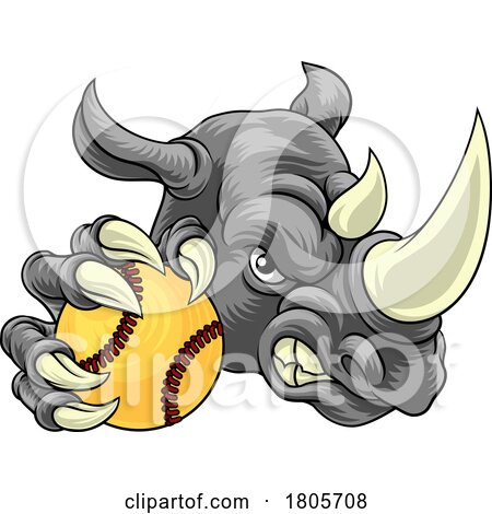 Rhinoceros Softball Mascot by AtStockIllustration