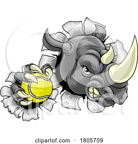 Rhinoceros Tennis Mascot by AtStockIllustration