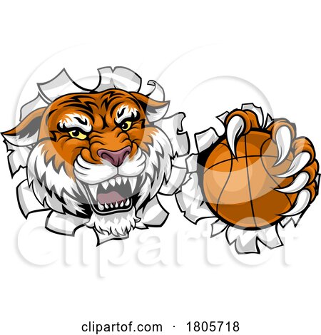 Tiger Basketball Ball Animal Sports Team Mascot by AtStockIllustration