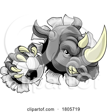 Rhinoceros Soccer Mascot by AtStockIllustration