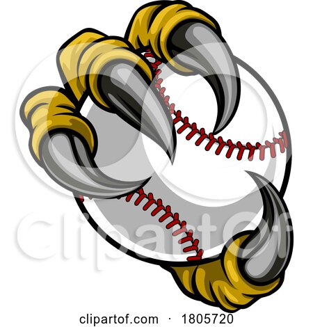 Baseball Ball Eagle Claw Cartoon Monster Hand by AtStockIllustration