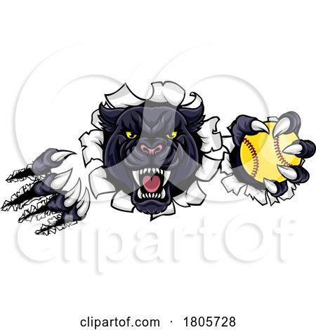 Panther Softball Animal Sports Team Mascot by AtStockIllustration