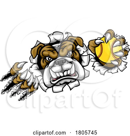 Bulldog Softball Animal Sports Team Mascot by AtStockIllustration