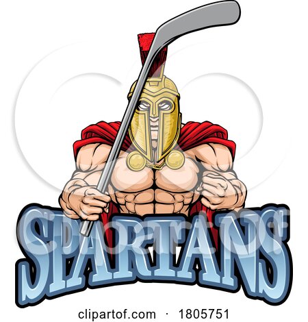 Spartan Man Ice Hockey Sports Team Mascot by AtStockIllustration