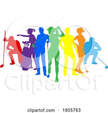Golfers Golfing Silhouette Golf People Silhouettes by AtStockIllustration
