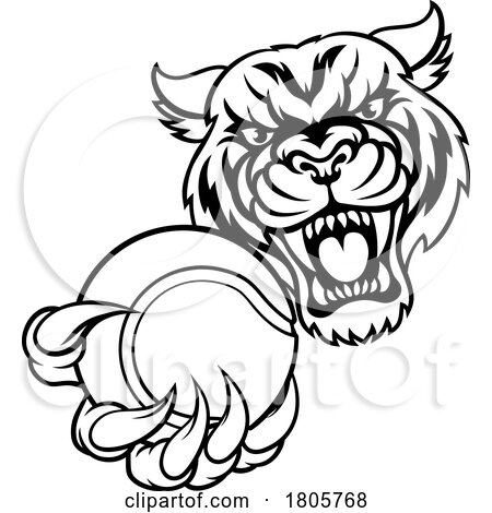 Tiger Cat Animal Sports Tennis Ball Mascot by AtStockIllustration