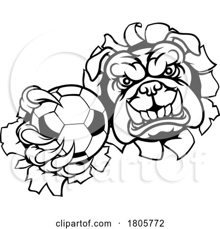 Bulldog Dog Soccer Football Ball Sports Mascot by AtStockIllustration