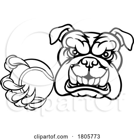 Bulldog Dog Animal Tennis Ball Sports Mascot by AtStockIllustration