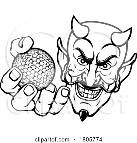 Devil Satan Golf Ball Sports Mascot Cartoon by AtStockIllustration