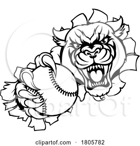 Panther Cougar Jaguar Cat Baseball Softball Mascot by AtStockIllustration