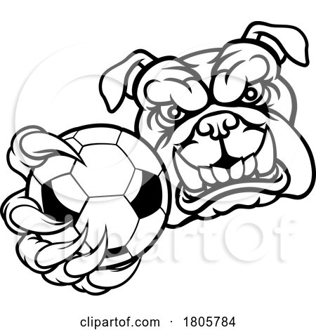 Bulldog Dog Soccer Football Ball Sports Mascot by AtStockIllustration