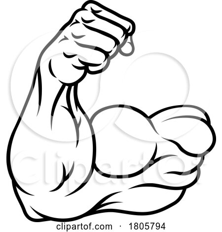 Strong Muscular Arm Bicep Muscle Cartoon Icon by AtStockIllustration
