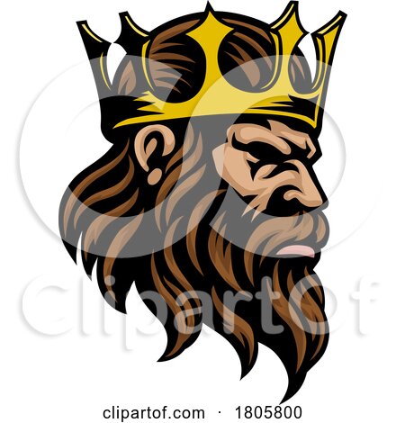 King Crown Warrior Head Mascot Medieval Face Man by AtStockIllustration