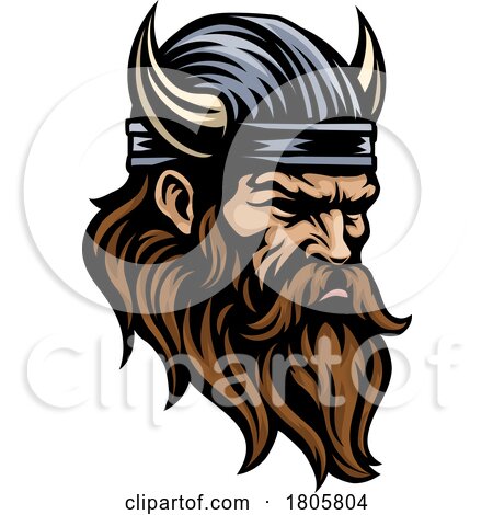Viking Warrior Head in Helmet Mascot Face Man by AtStockIllustration