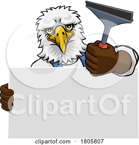 Window Cleaner Eagle Car Wash Cleaning Mascot by AtStockIllustration