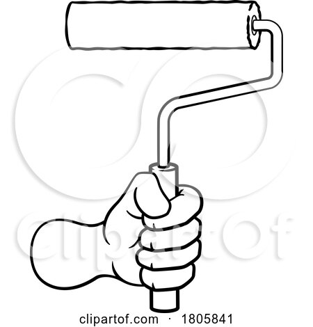 Painter Decorator Hand Fist Paint Roller Cartoon by AtStockIllustration
