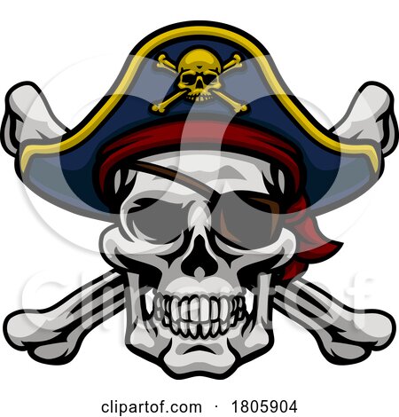 Pirate Hat Skull and Crossbones Cartoon by AtStockIllustration