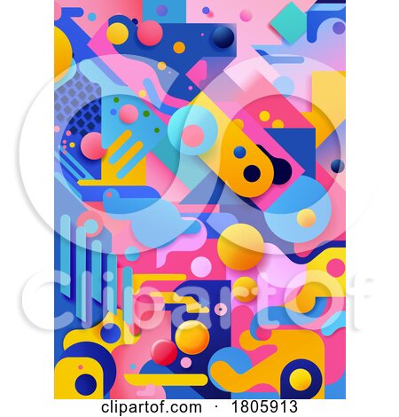 Bright Colorful Abstract Shapes Background Pattern by AtStockIllustration