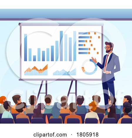 Business Man Speaker Presenter Teaching Audience by AtStockIllustration