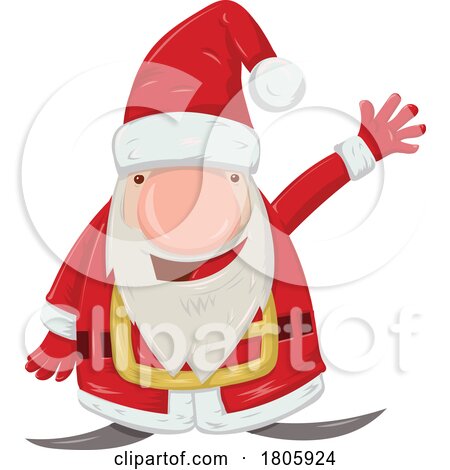 Cartoon Gnome Christmas Santa Claus Waving by Domenico Condello