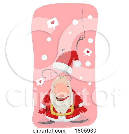 Cartoon Gnome Christmas Santa Claus with a Hook and Hearts by Domenico Condello