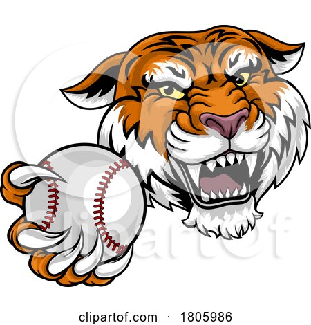 Tiger Baseball Ball Animal Sports Team Mascot by AtStockIllustration