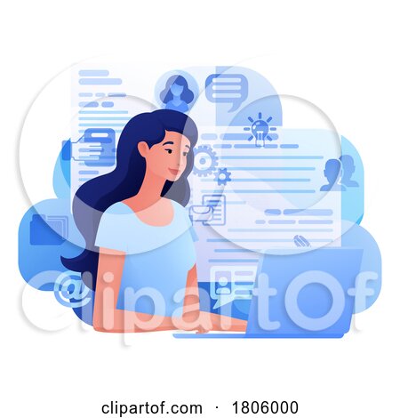 Woman Recruitment Internet Job Search Cartoon by AtStockIllustration