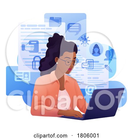 Woman Job Writing Online Resume Application Laptop by AtStockIllustration