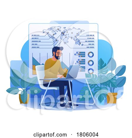 Man Analysis Laptop Business Job Illustration by AtStockIllustration