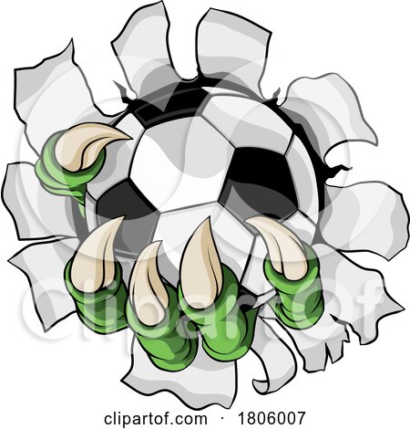 Soccer Football Ball Claw Cartoon Monster Hand by AtStockIllustration